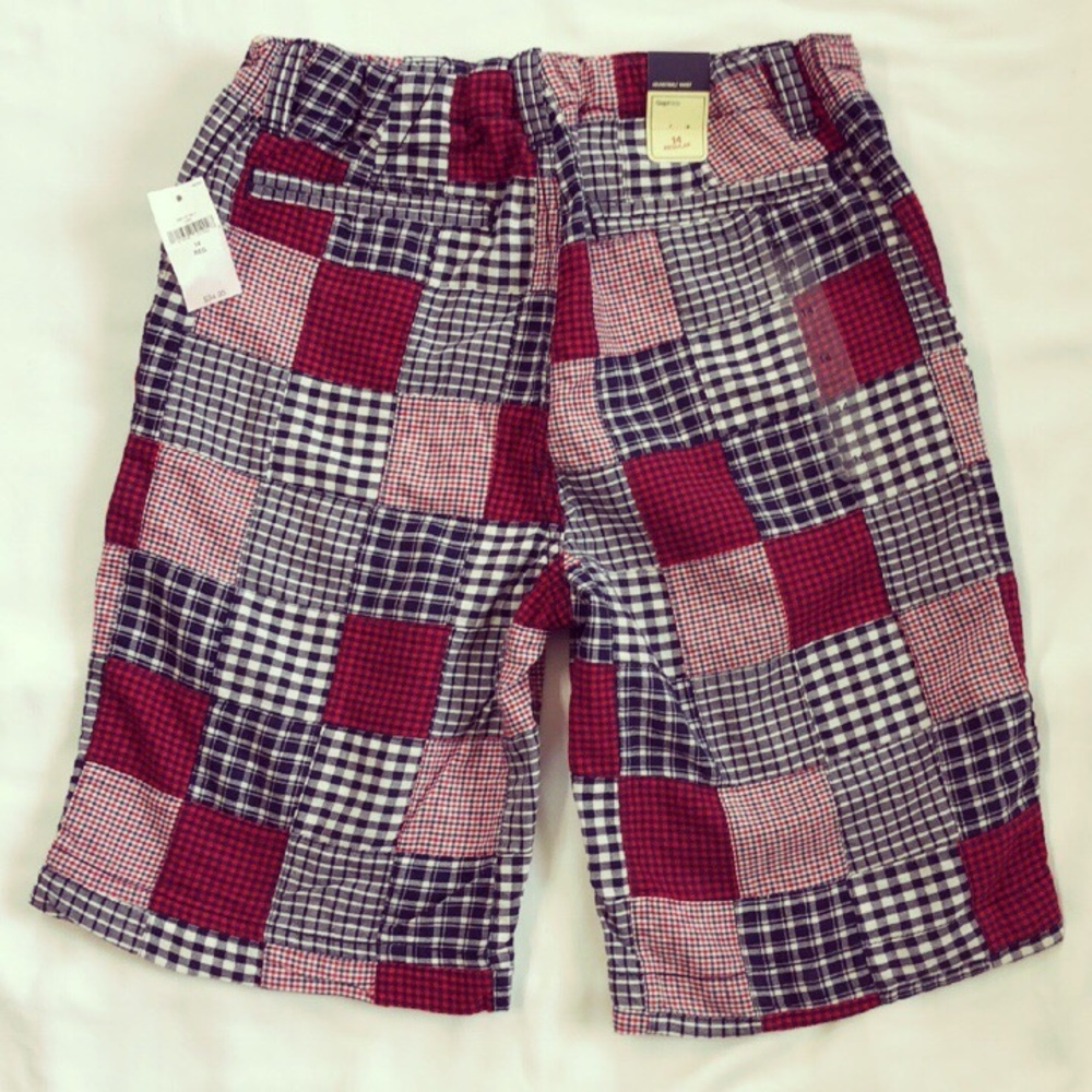 Boys Gap Kids Patchwork Plaid Shorts, size 14 reg.